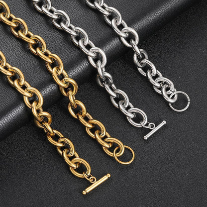 12mm Stainless Steel Cross and O-Link Bracelet - CaratixJewelry