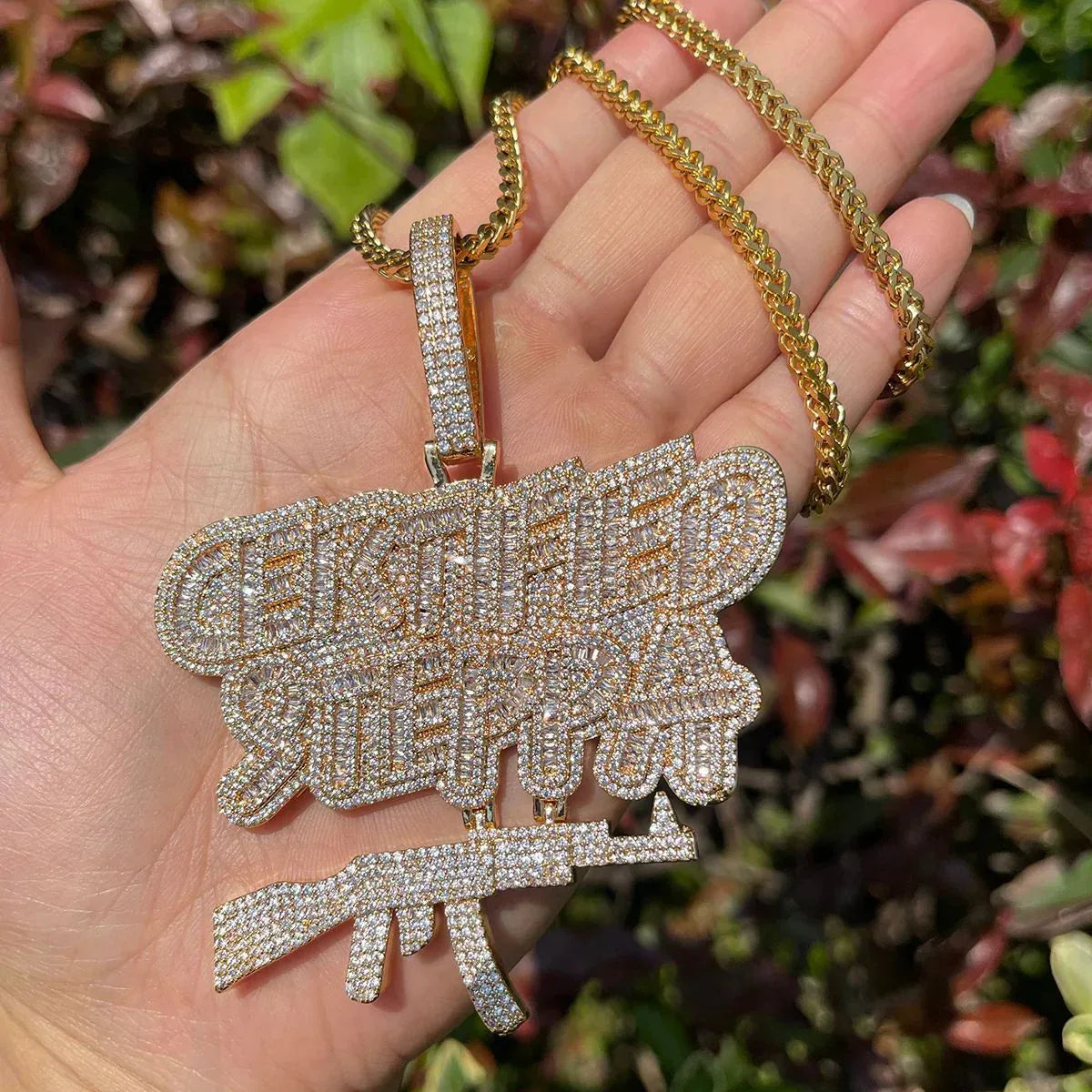 Men's Real 18K Gold Plated Slogan Necklace | CZ Streetwear Lettering Caratix - CaratixJewelry
