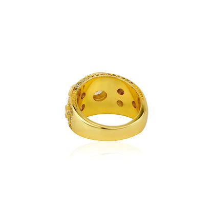 Men's Polka-Dot Iced Out Ring | Wide Band Round Zirconia Grid | Caratix