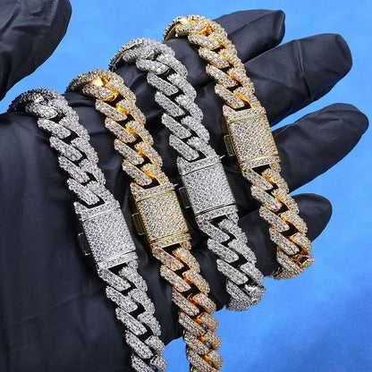 12mm Double-Row Moissanite -Cut Cuban Link Chain for Men – S925 Sterling Silver Custom Luxury Hip Hop Necklace - CaratixJewelry
