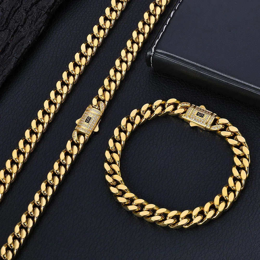 Rapper Iced Out Chain Polished Cuban Link Hip Hop Necklace for Men | Caratix Jewelry - CaratixJewelry