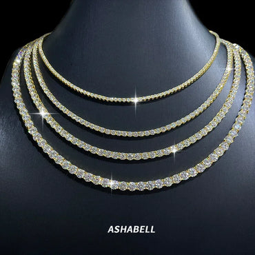 Moissanite Tennis Chain Bracelet/Necklace – 925 Sterling Silver Iced-Out Jewelry in 2mm / 3mm / 4mm / 5mm / 6.5mm Widths - CaratixJewelry