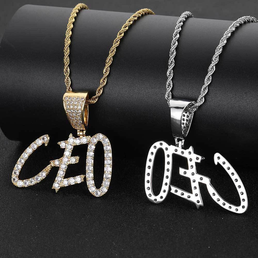 Custom Hip Hop Letter & Number Pendant Necklace with Zircon Stones for Men and Women | Caratix Jewelry - CaratixJewelry
