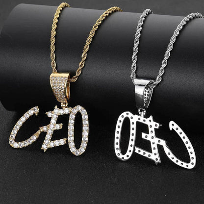 Custom Hip Hop Letter & Number Pendant Necklace with Zircon Stones for Men and Women | Caratix Jewelry - CaratixJewelry