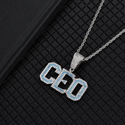 Colorful Zircon Letter Pendant Necklace with Letter Combination for Men | Caratix Jewelry - CaratixJewelry