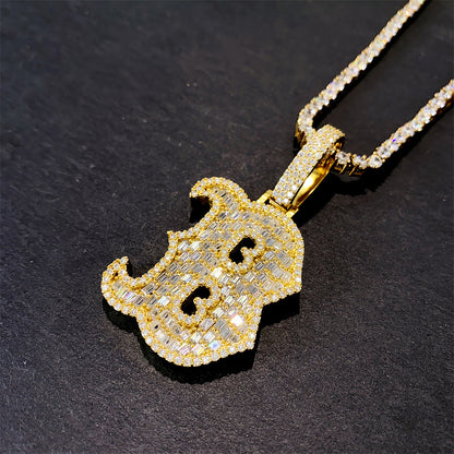 Iced Out Letter B Pendant | Men's Gold Plated Hip Hop Alphabet Charm | Caratix