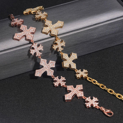 Moissanite Cross Bracelet for Men in S925 Sterling Silver Hip Hop Style - CaratixJewelry