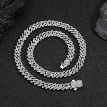 8mm Iced Out Cut Cuban Chain Zircon Necklace with Spring Clasp for Men | Caratix Jewelry - CaratixJewelry