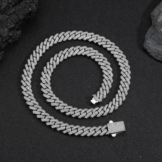 8mm Iced Out Cut Cuban Chain Zircon Necklace with Spring Clasp for Men | Caratix Jewelry - CaratixJewelry