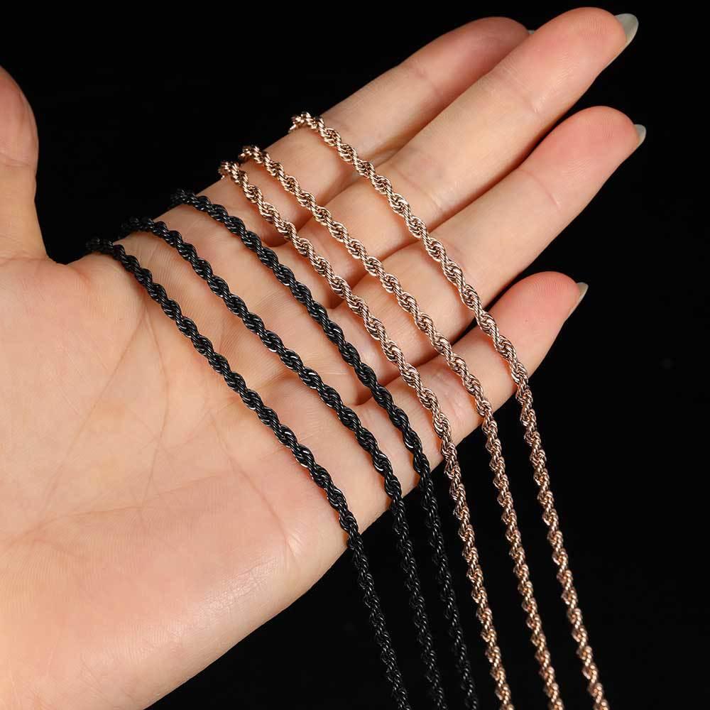 Rope Chain Necklace Titanium Gold Tone Hip Hop Jewelry | Caratix - CaratixJewelry
