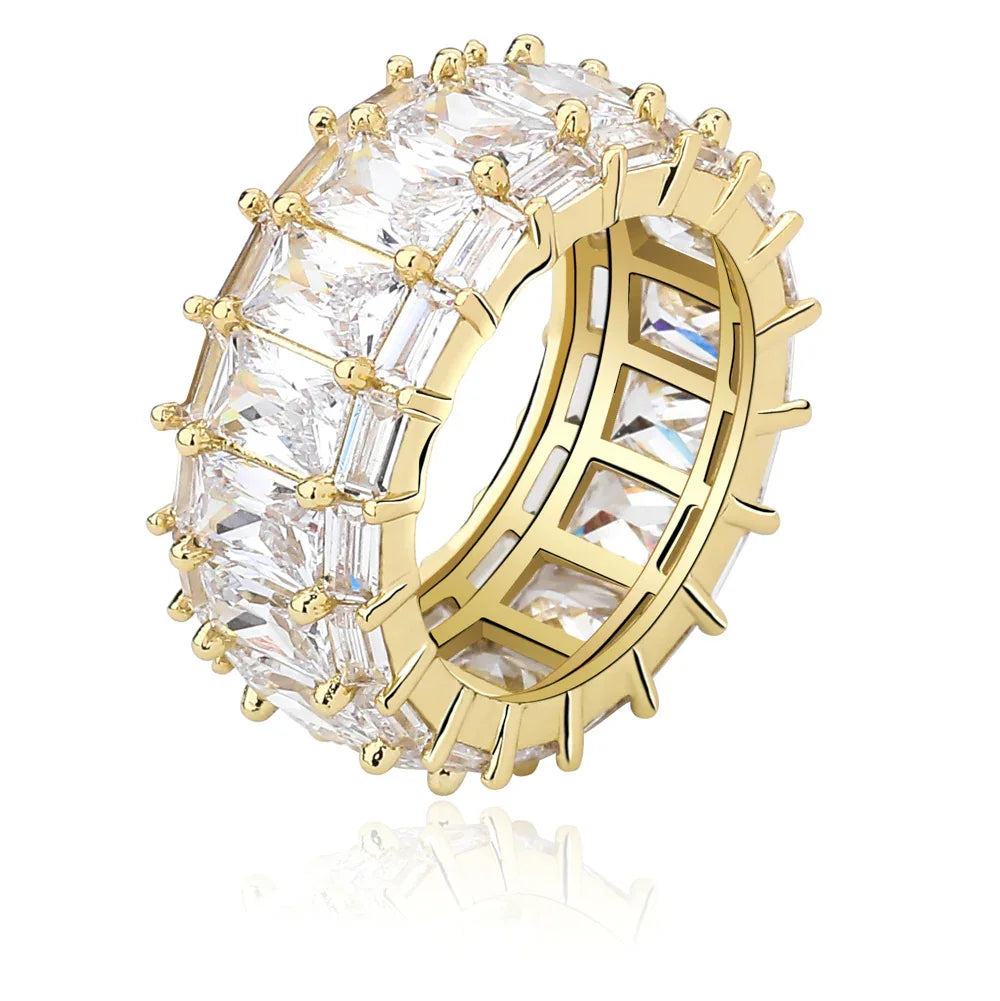 Rectangular Pave Zirconia Ring | Luxury Geometric Band | Caratix