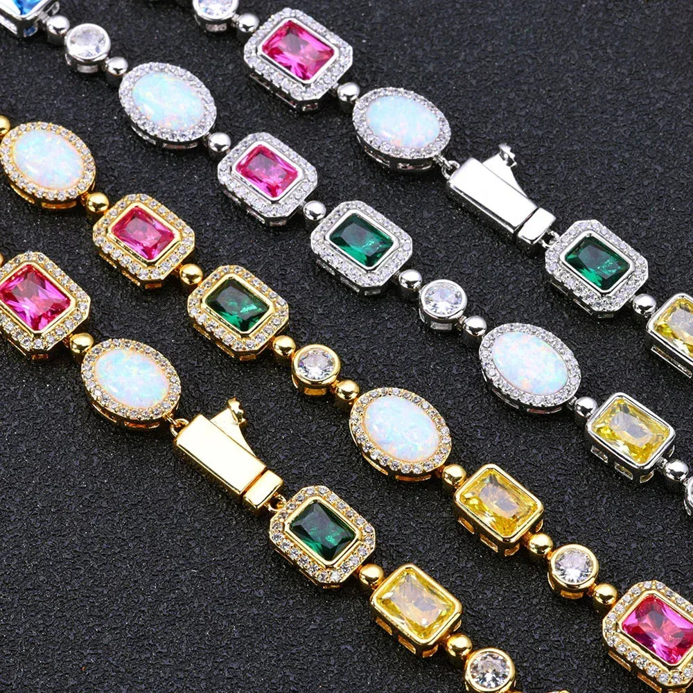Colorful Gemstone Zircon Bracelet Luxury Hip Hop Jewelry for Men & Women | Caratix Jewelry - CaratixJewelry