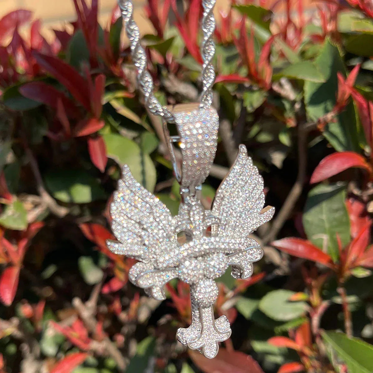 Men's Angel Wings Necklace | Premium Copper CZ Guardian Jewelry - CaratixJewelry