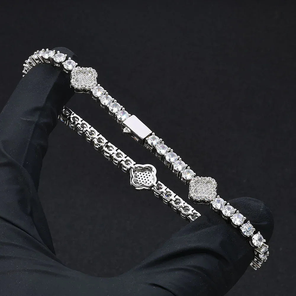 Custom Iced Out Jewelry Clover Tennis Chain | Full Iced Necklace & Bracelet | Caratix - CaratixJewelry