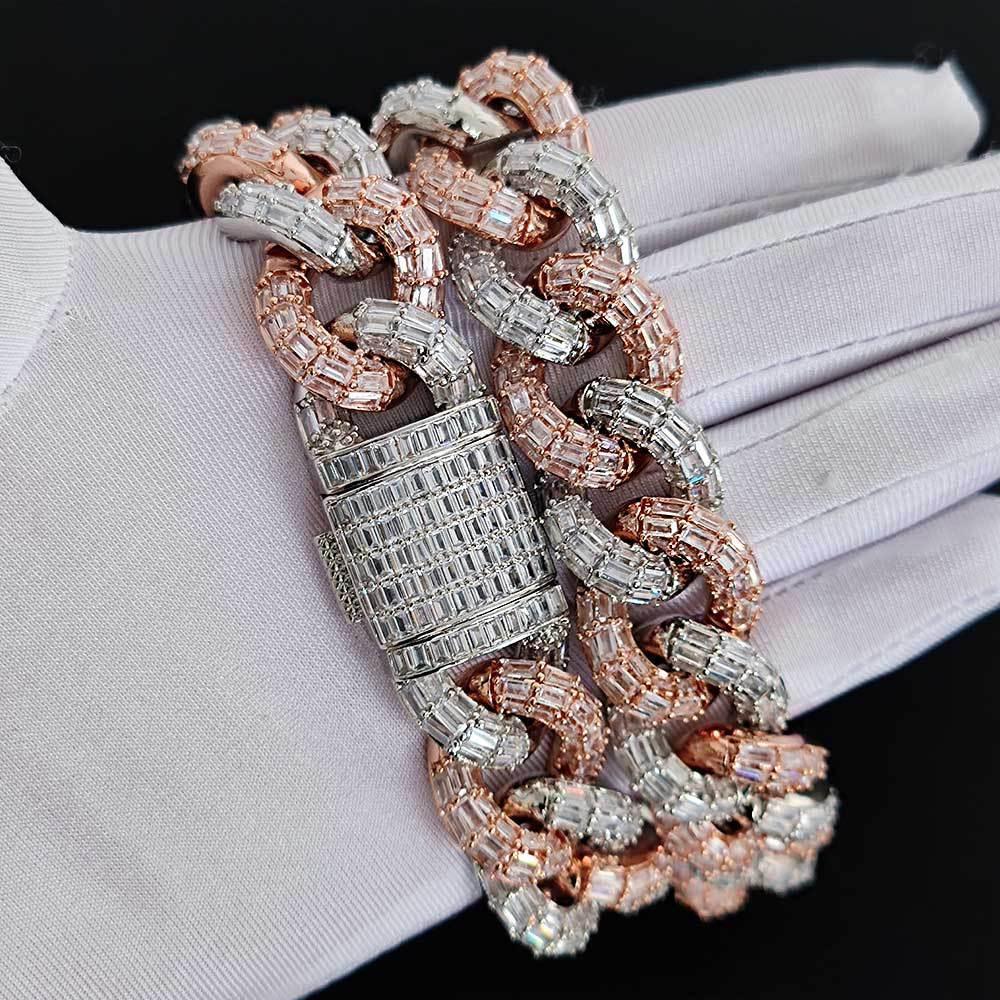 21mm Iced Out Cuban Link Chain Necklace Triple Row Zircon - CaratixJewelry