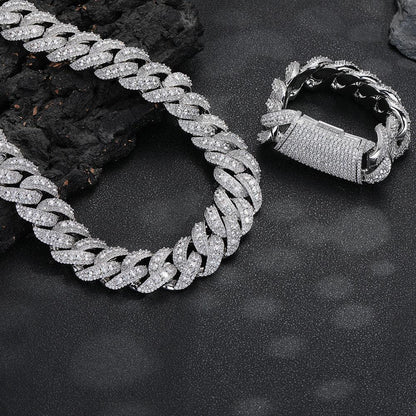 14mm Full Iced Out Bubble Cuban Set | Heavyweight Necklace & Bracelet Rapper Chain | Caratix - CaratixJewelry