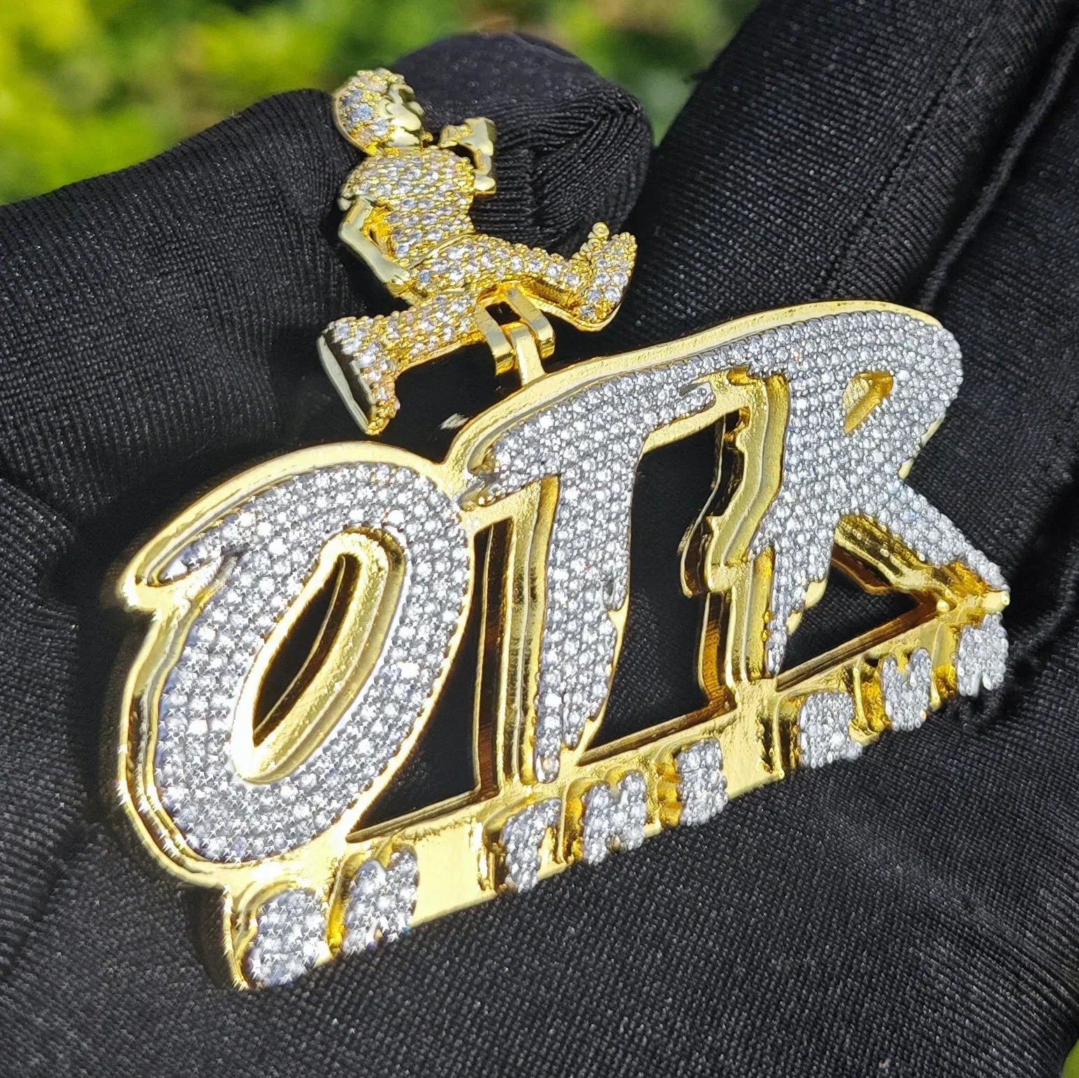 Iced Out OTR Letter Pendant Necklace – Hip Hop Street Dance CZ Jewelry for Men - CaratixJewelry