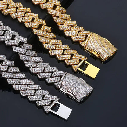 20mm -Cut Moissanite Cuban Link Chain – S925 Sterling Silver Iced-Out Hip Hop Men’s Bold Streetwear Necklace - CaratixJewelry