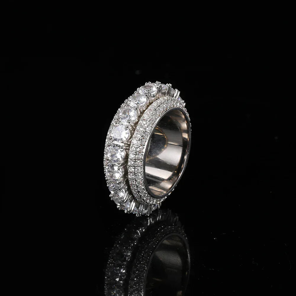 Five-Row Rotating Zircon Ring for Men | Trendy Hip Hop Jewelry | Caratix Jewelry - CaratixJewelry