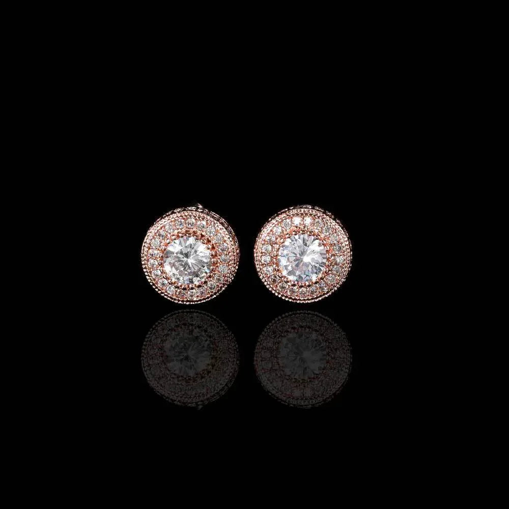 Rose Gold Tone Round Stud Earrings Hip Hop Jewelry | Caratix Jewelry - CaratixJewelry