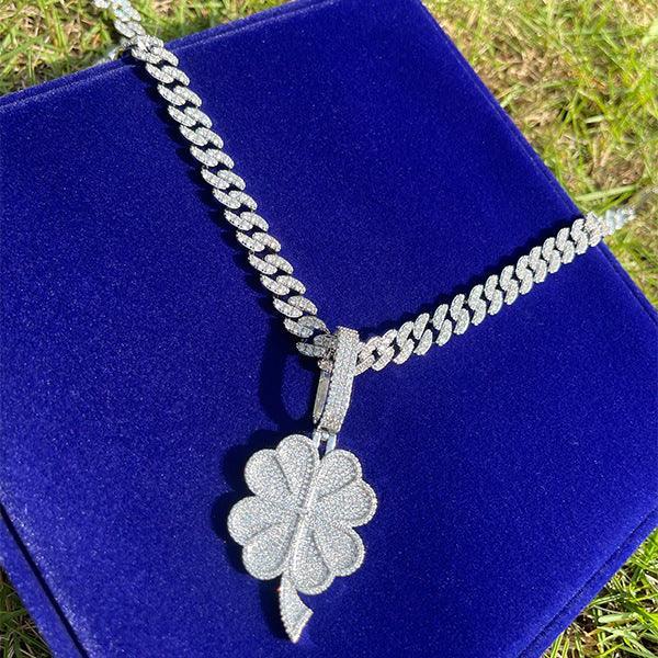 Iced Out Floral Petal Necklace | Men's & Women's Premium CZ Hip Hop Jewelry - CaratixJewelry