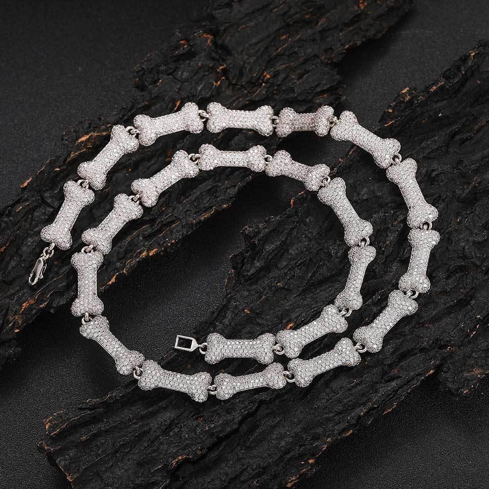 10mm Bone Zircon Necklace with Box Clasp Hip Hop Jewelry - CaratixJewelry