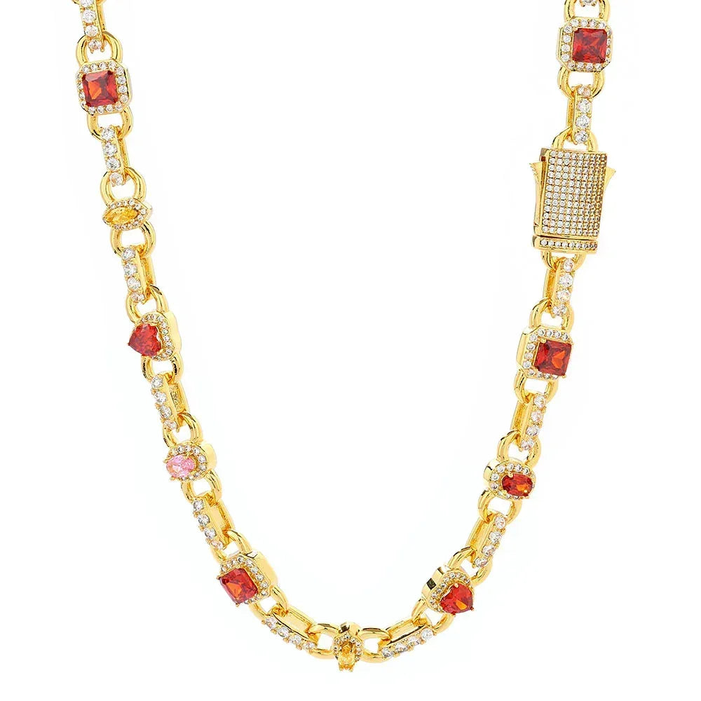 Custom Colorful Gemstone Gold Chain for Rapper | Iced Out Jewelry | Caratix - CaratixJewelry