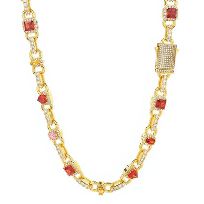Custom Colorful Gemstone Gold Chain for Rapper | Iced Out Jewelry | Caratix - CaratixJewelry