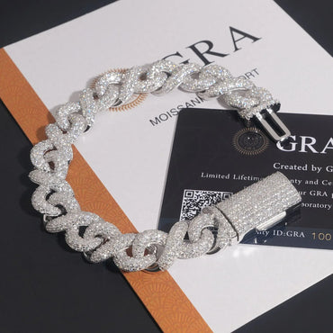 13mm Figure-Eight Cuban Link Bracelet S925 Silver | Moissanite Hip Hop Jewelry - CaratixJewelry