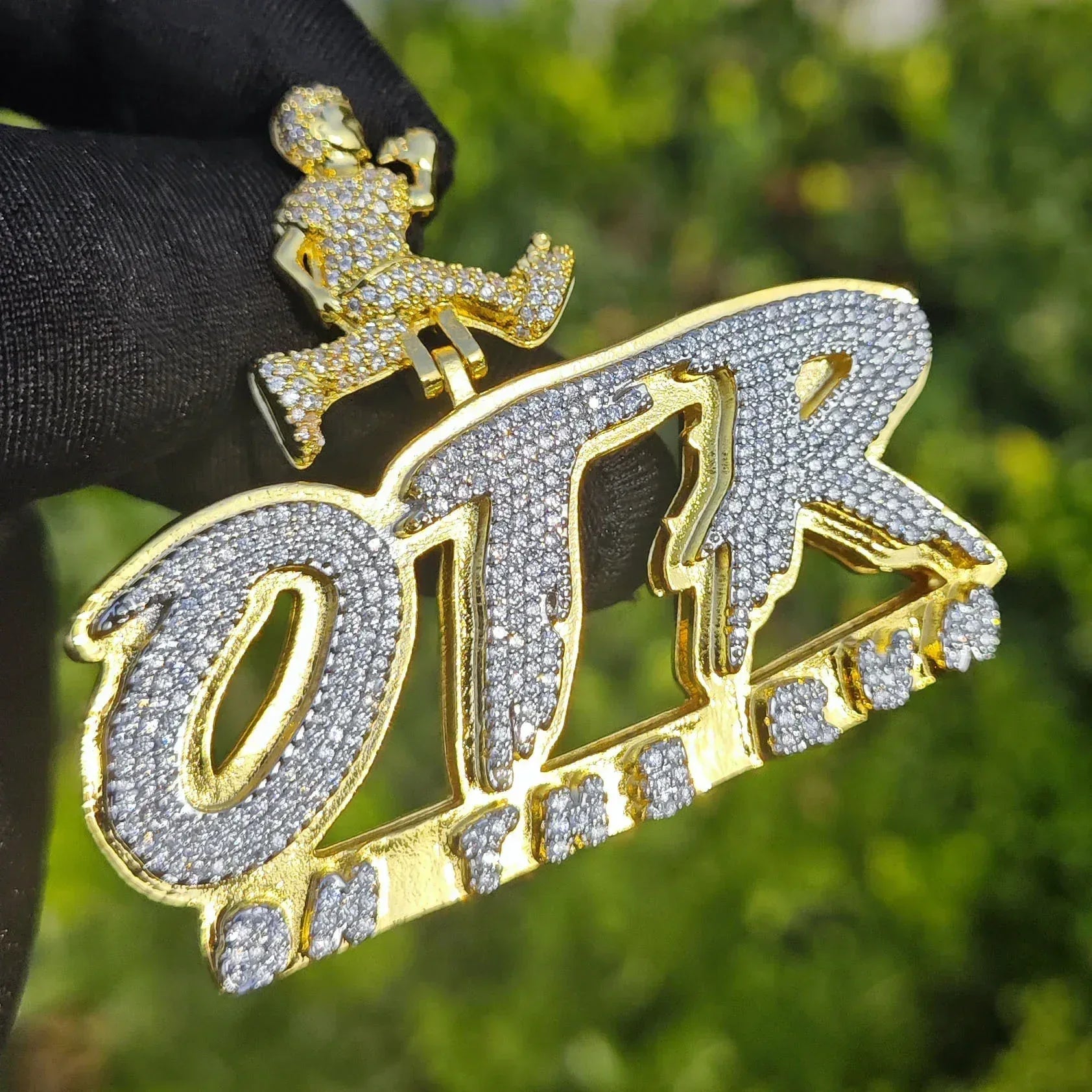 Iced Out OTR Letter Pendant Necklace – Hip Hop Street Dance CZ Jewelry for Men - CaratixJewelry