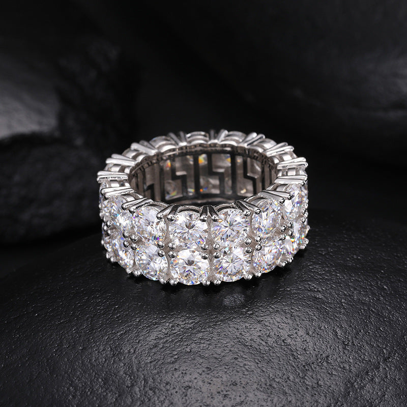 Double Row Moissanite Eternity Band S925 Silver | Caratix