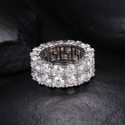 Double Row Moissanite Eternity Band S925 Silver | Caratix