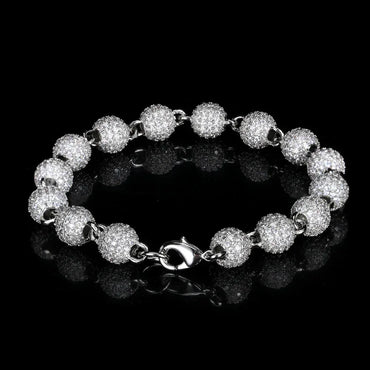 8mm Bead Chain Bracelet with Zircon | Men’s Trendy Personalized Jewelry | Caratix Jewelry - CaratixJewelry