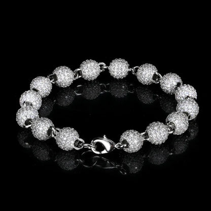 8mm Bead Chain Bracelet with Zircon | Men’s Trendy Personalized Jewelry | Caratix Jewelry - CaratixJewelry
