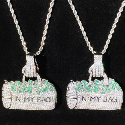 Women's "Secure The Bag" Handbag Necklace | Premium Copper CZ Wealth Jewelry - CaratixJewelry