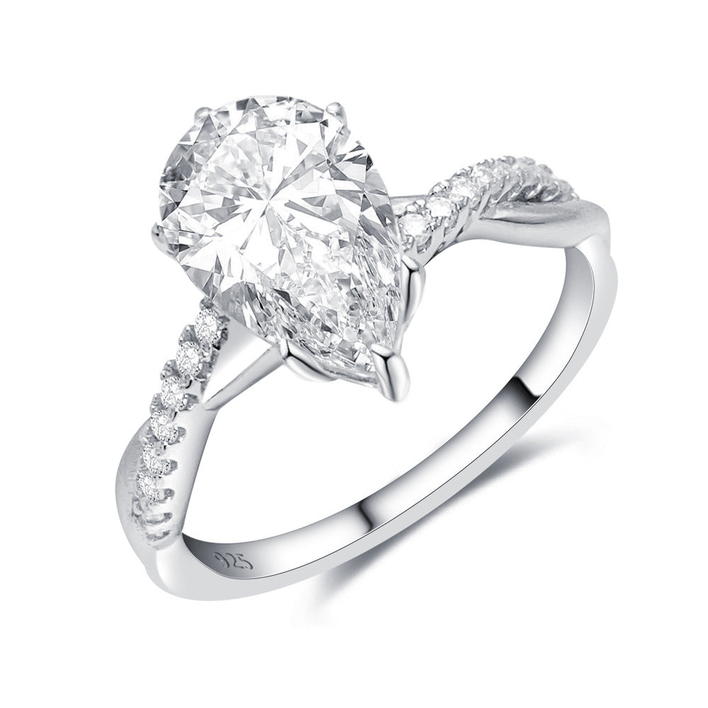 2026 Summer Collection: 3 Carat Pear Cut Moissanite Ring | S925 Silver Teardrop Ring | Caratix