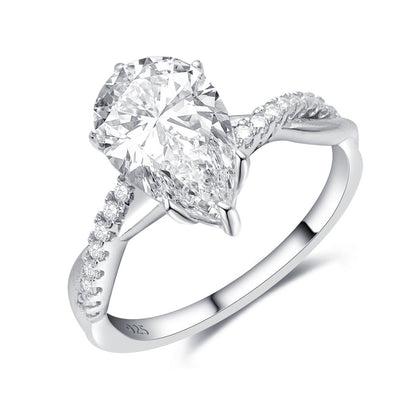 2026 Summer Collection: 3 Carat Pear Cut Moissanite Ring | S925 Silver Teardrop Ring | Caratix