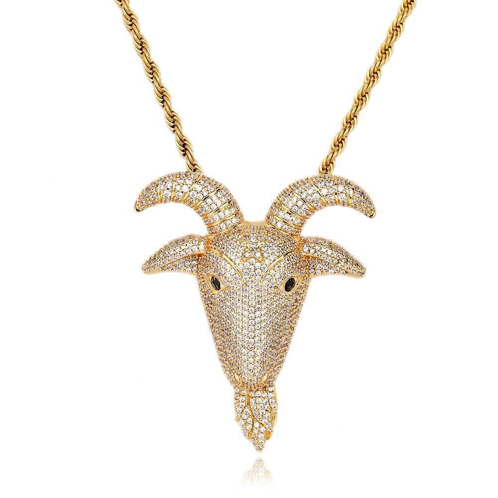Goat Head Pendant Necklace with Micro-Pave Zircon for Men | Caratix Jewelry - CaratixJewelry