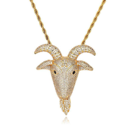 Goat Head Pendant Necklace with Micro-Pave Zircon for Men | Caratix Jewelry - CaratixJewelry
