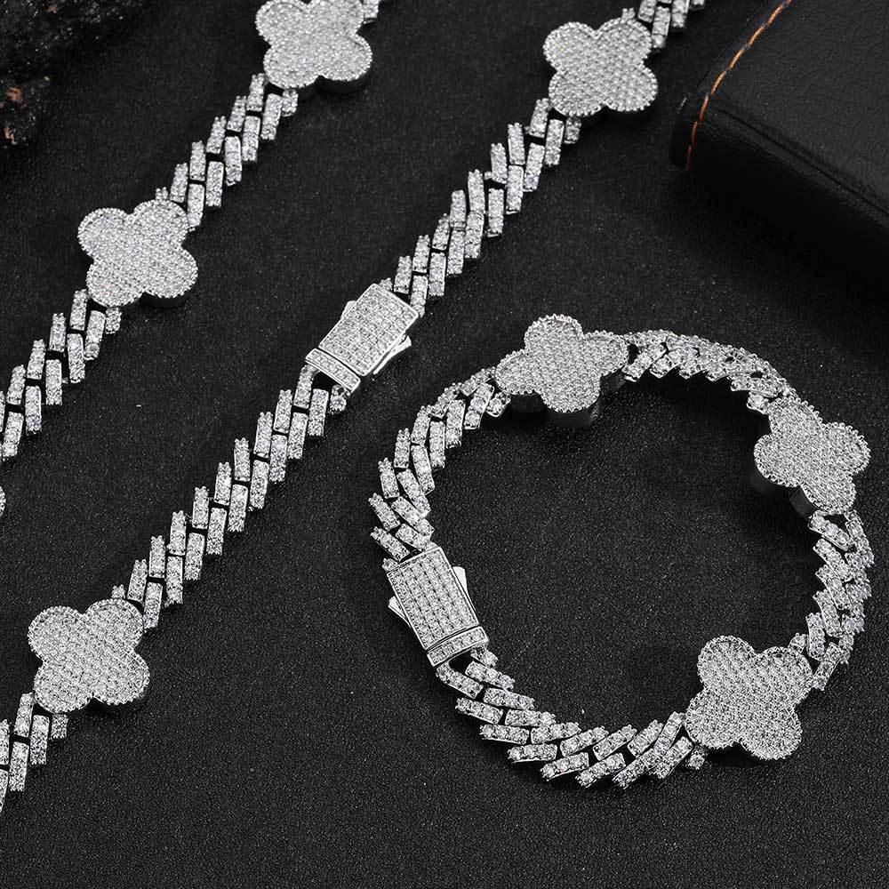 Shape Cuban Chain Zircon Necklace with Spring Clasp for Men | Caratix Jewelry - CaratixJewelry