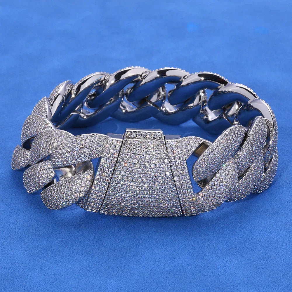 Custom 24mm S925 Silver Bubble Cuban Bracelet | Massive Heavyweight Rapper Chain | Caratix - CaratixJewelry