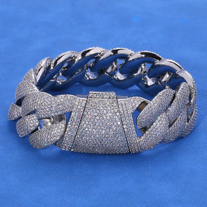 Custom 24mm S925 Silver Bubble Cuban Bracelet | Massive Heavyweight Rapper Chain | Caratix - CaratixJewelry