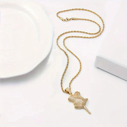 Unisex Iced Out Rose Pendant | Solid Color Real Copper CZ Necklace - CaratixJewelry