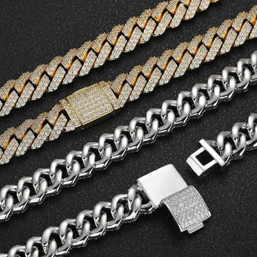 12mm Double Row Cuban Zircon Hip Hop Jewelry Necklace - CaratixJewelry