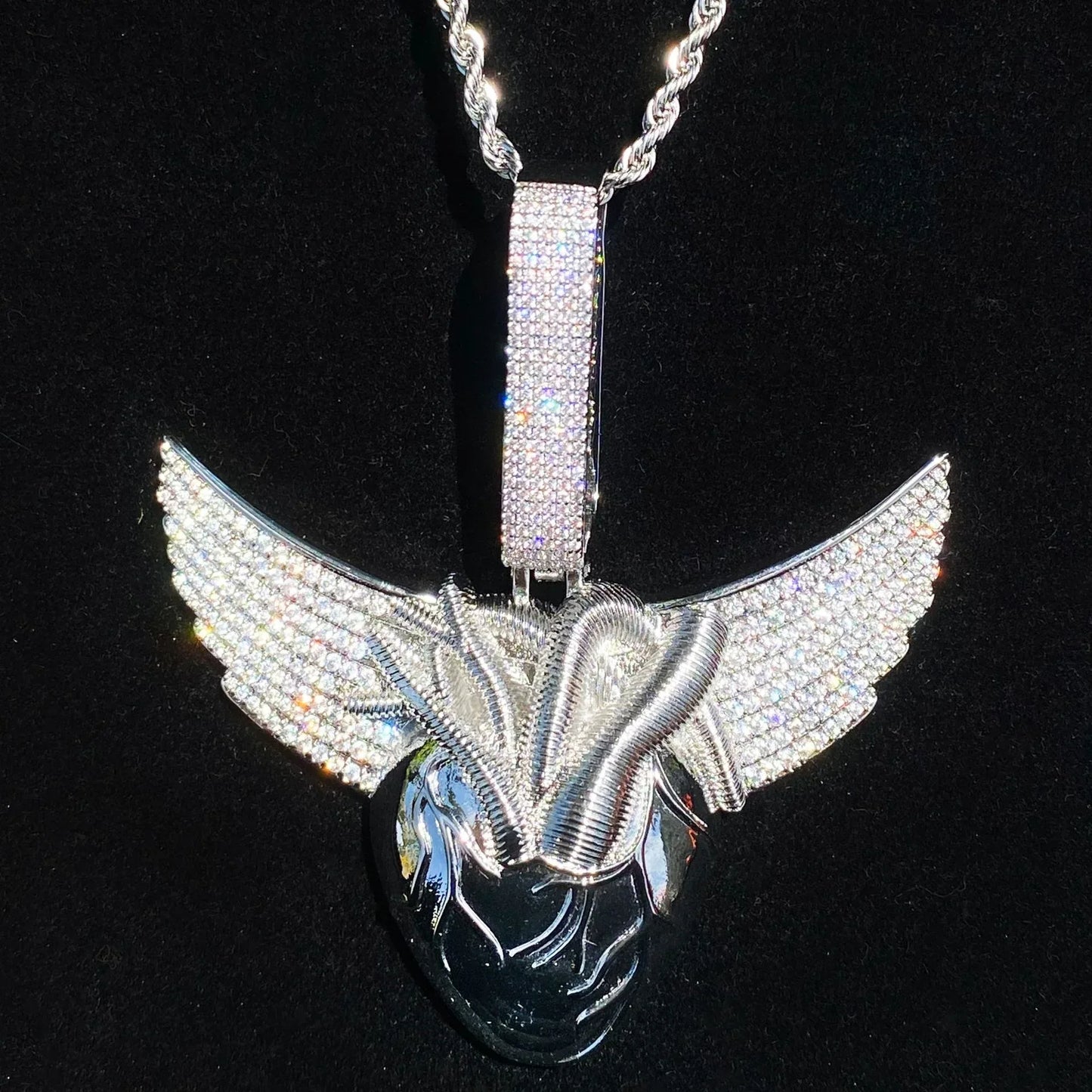 Men's "Freedom & Passion" Necklace | Premium Real Copper CZ Angel Wings - CaratixJewelry