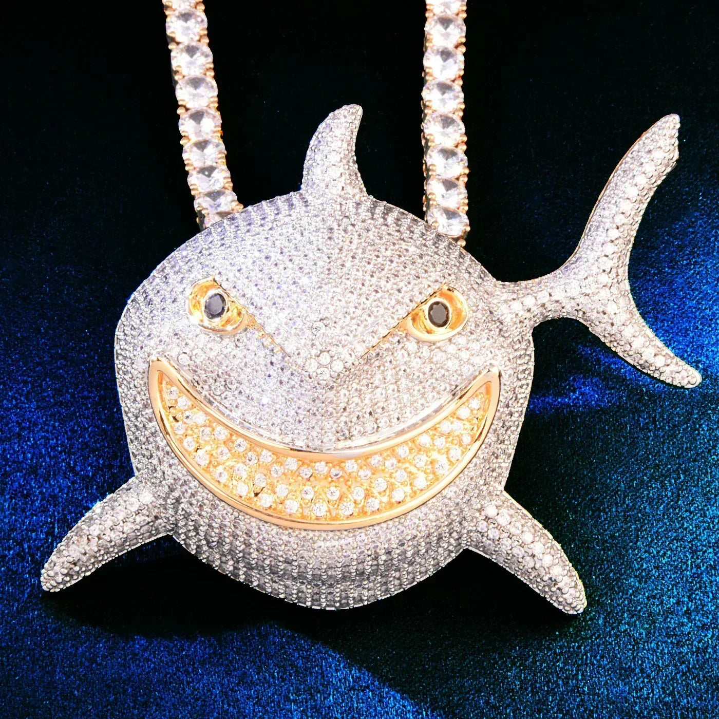 Iced Out Shark Pendant Necklace | CZ Hip Hop Men’s Streetwear Nightclub Jewelry - CaratixJewelry