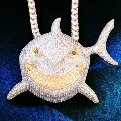 Iced Out Shark Pendant Necklace | CZ Hip Hop Men’s Streetwear Nightclub Jewelry - CaratixJewelry