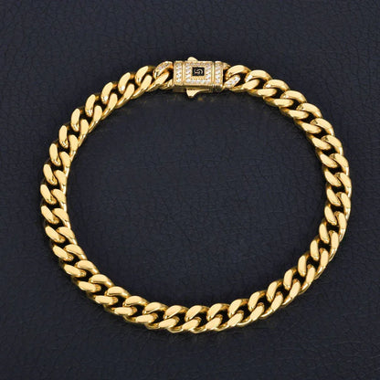 Custom 14K Gold 4-Sided -Cut Cuban Bracelet Caratix - CaratixJewelry