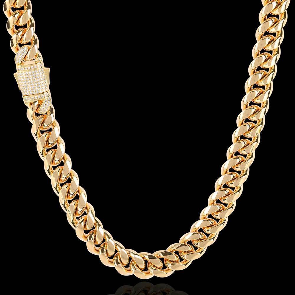 Cuban Chain Necklace with Zircon Stones and Spring Clasp for Men | Titanium Steel and Stainless Steel | Caratix Jewelry - CaratixJewelry