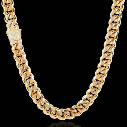 Cuban Chain Necklace with Zircon Stones and Spring Clasp for Men | Titanium Steel and Stainless Steel | Caratix Jewelry - CaratixJewelry